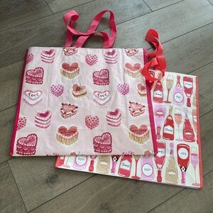 Homegoods TJMaxx Marshalls Vday Day Vintage Heart Cake & Champagne Bags NWOT